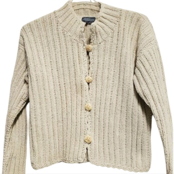 Vintsge BiHand cable knit Sz M/L 80% Silk 20% Nylon ceramic buttons - Picture 1 of 12